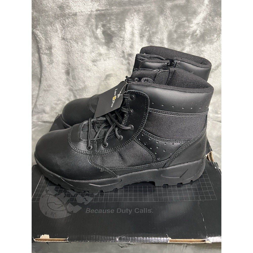 LawPro Men's 6" Tactical Duty Boots Side Zip Black NEW US 12 Wide - Picture 5 of 13